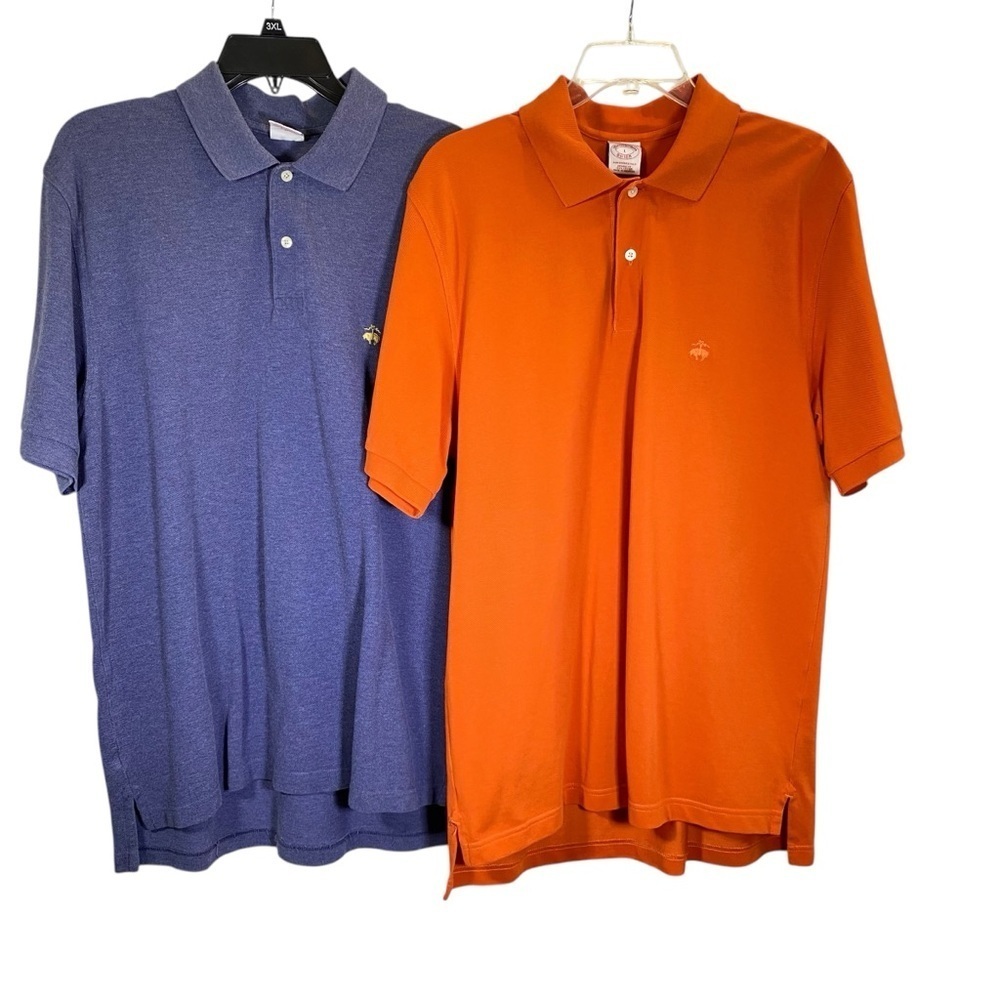 BROOKS BROTHERS Men's Large Original Performance Polo Shirt Set Blue & Orange